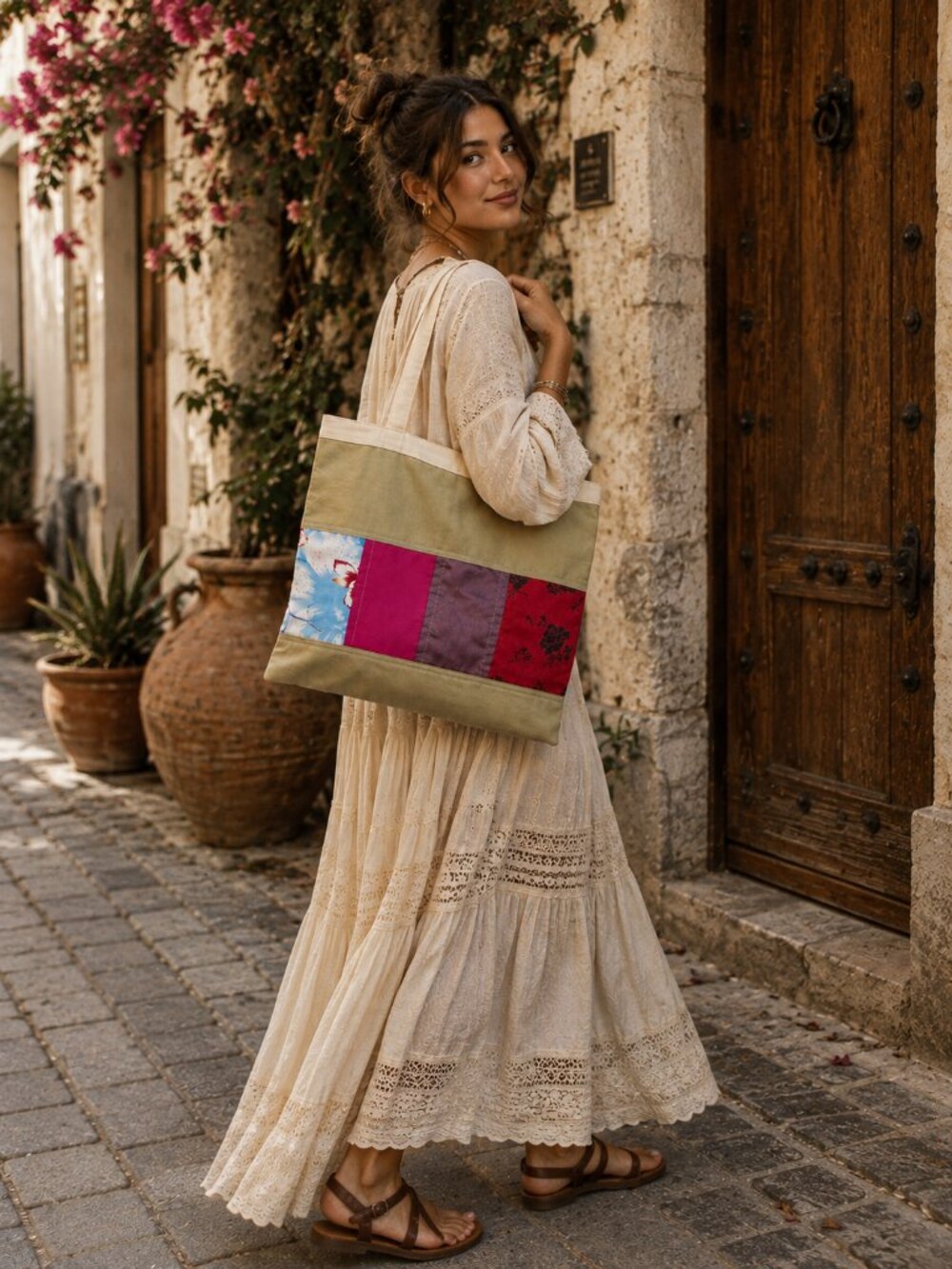 Handmade Multicolour Upcycled Patchwork Tote Bag